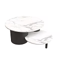Modern Coffee Table With Double Round Marble Tops And Black Base 3d model