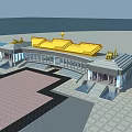 Elegant Building Design With Golden Roof Steps Plaza And Decorative Details