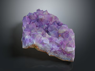 Natural Purple Amethyst Cluster With Glossy Crystal Formation And Sparkling Texture 3d model
