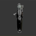Rifle With Wooden Stock And Scope On Gray Background With Reflective Surface