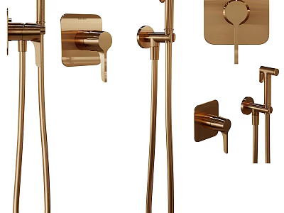 Elegant Modern Shower Faucet Set With Handheld Sprayer Fixed Head And Control Panel 3d model
