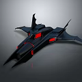 Futuristic Black Bat Shaped Flying Vehicle With Red Accent Lights And Sleek Design