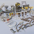 Various Industrial Equipment Parts And Components Including Metal Pipes Brackets And Structures