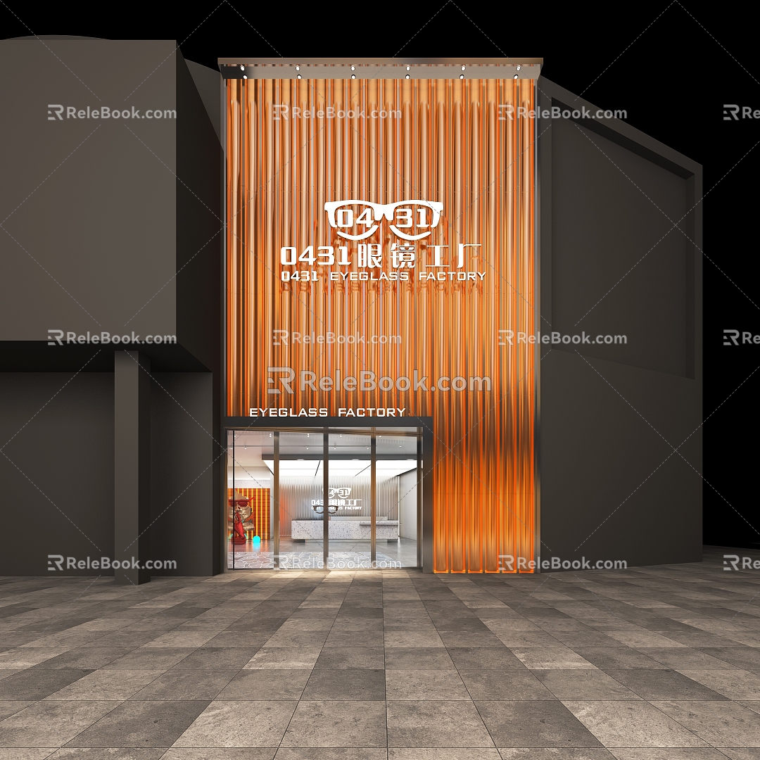 Glasses shop door head 3d model