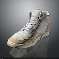 Modern White And Beige High Top Sneakers With Leather Suede And Green Sole