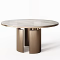 Modern Round Dining Table With Marble Top And Metal Legs Design 3d model