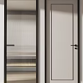 Sleek Modern Interior Hinged Door With Black Frame And White Panel Design 3d model
