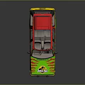 Vibrant SUV Car With Green Yellow Red Striped Design And Red Roof Decoration