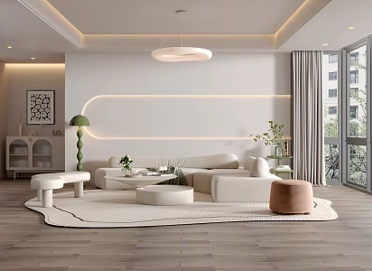 modern living room cream living room 3d model