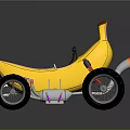 Fun Yellow Banana Shaped Car With Black Seat And Large Wheels