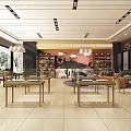 Elegant Jewelry Store Interior With Glass Display Cases And Pendant Lighting