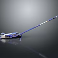 Blue And White Telescopic Mechanical Device With Wheel Base And Metal Structure