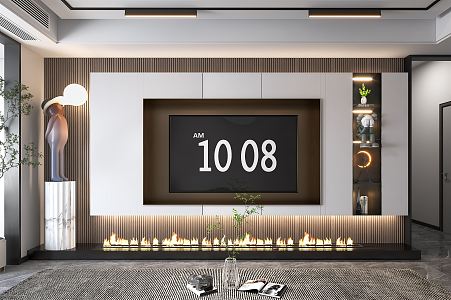 Modern TV background wall 3d model