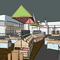 Supermarket Department Store Interior With Fresh Produce Shelves Customers Bright Lighting Display Areas