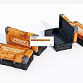 Orange And Black Storage Crates With Open Closed Designs And Textured Surfaces