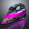 Modern Electric Iron With Pink And Black Pattern And Reflective Surface