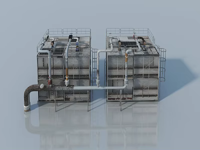 Industrial Metal Swing Door Design With Pipes And Guardrails For Equipment 3d model