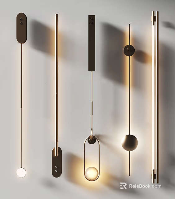Modern Sleek Wall Lamps With Minimalist Metal Structures And Spherical Shades For Interior Lighting 3d model 