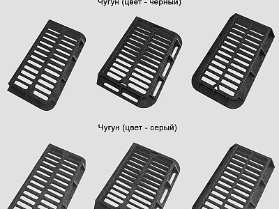 Black Ground Drainage Grates With Slotted Design For Floor Installation 3d model