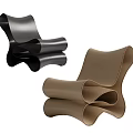 Modern Stylish Single Chair with Curved Design in Black and Brown Hues