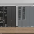 Modern Dark and Light Gray Bookcases With Glass Doors Lighting and Decor Items