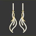 Elegant Golden Earrings With Curved Design And Sparkling Diamond Accents