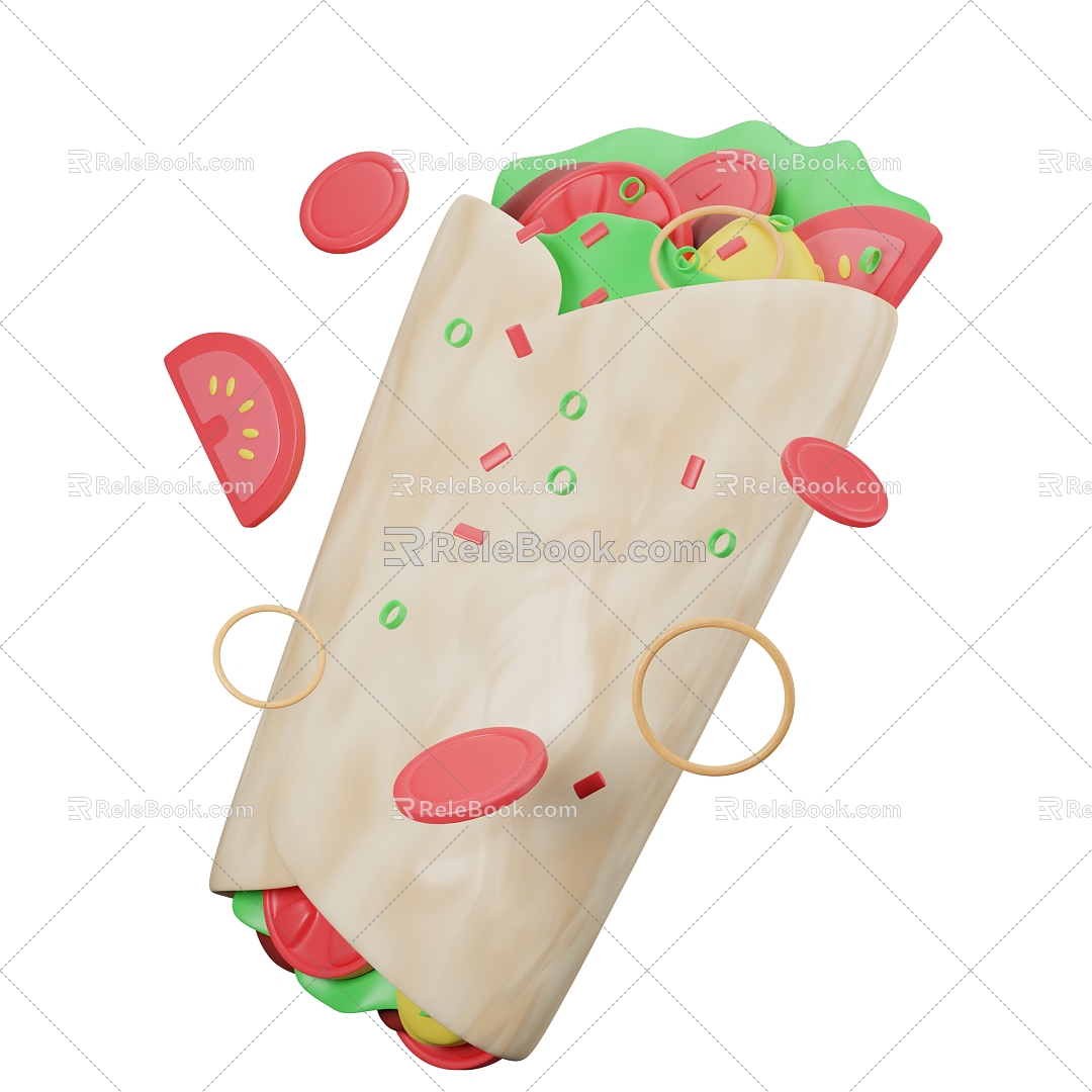 Modern Burrito Food Cartoon Burrito 3d model