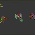 Three Ancient Military Cannons With Wheels In Different Styles And Gray Brown Colors