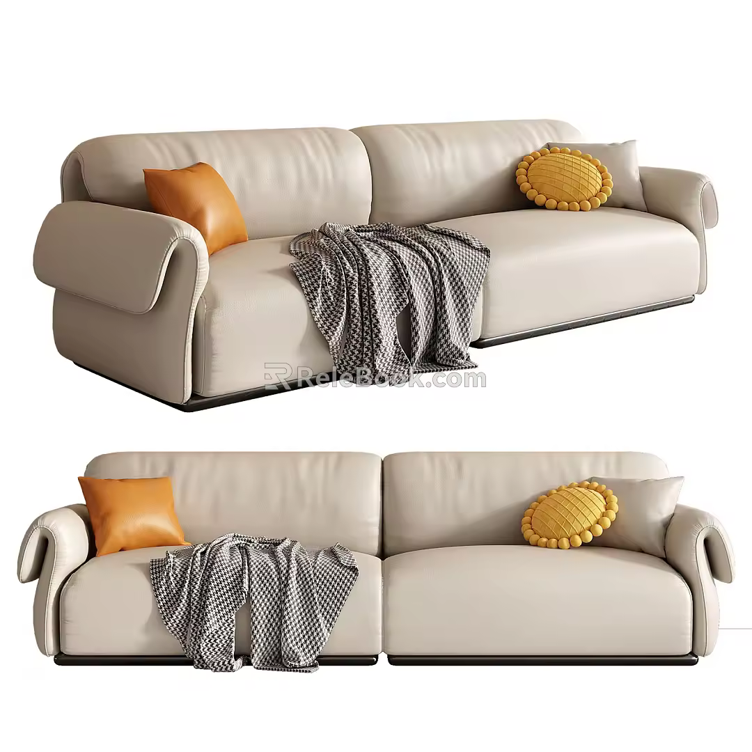 Modern double sofa soft sofa 3d model