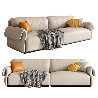 Modern double sofa soft sofa 3d model