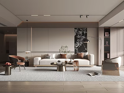 Modern Minimalist Luxury Living Room With Comfortable Sofa And Exquisite Home Interior Furnishings 3d model