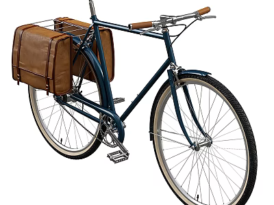 Vintage Bicycle With Brown Leather Bags And Classic Rear Rack Design 3d model