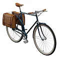 Vintage Bicycle With Brown Leather Bags And Classic Rear Rack Design