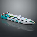 BALEARIA Modern Boat Design With White Turquoise Hull And Brand Logo