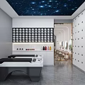 Modern Elegant Beauty Hair Salon Interior With Marble Reception Desk Curved Mirrors And Gold Chairs