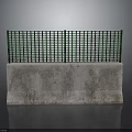 Green Metal Grid Structure Mounted On Concrete Base For Outdoor Installation