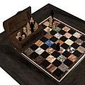 Classic Chess Set With Wooden Storage Box And Checkered Marble Chessboard