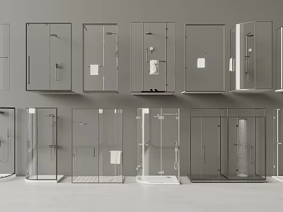 Transparent Glass Shower Enclosures With Various Designs Sizes And Styles 3d model