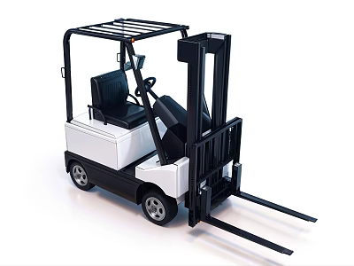 Electric Industrial Forklift Equipment with Operator Cab and Heavy Duty Lifting Forks 3d model