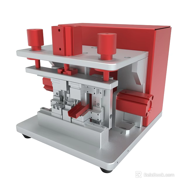 Red And Silver Mechanical Equipment With Platform And Structural Components 3d model