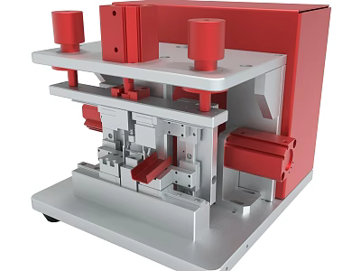 Red And Silver Mechanical Equipment With Platform And Structural Components 3d model