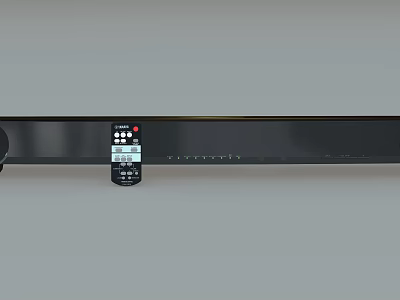 Modern Black Soundbar Audio System With Remote Control And Control Panel 3d model