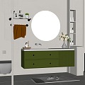 Modern Bathroom Cabinet Bathroom Mirror Toilet Towel Rack 3d model