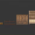Vintage Wooden Furniture Set Featuring Cabinet Shelf Rack Chest And Bookshelf With Drawer