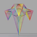 Rainbow Colored Heart Shaped Polyhedral Decorative Ornament Set With Transparent Material And Geometric Design