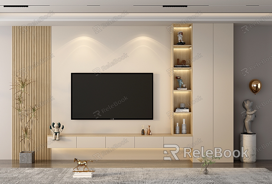 Modern TV background wall Simple TV cabinet background wall model