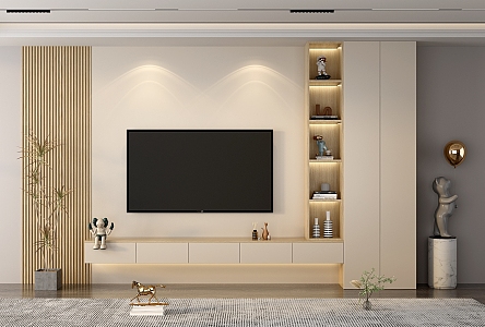 Modern TV background wall Simple TV cabinet background wall 3d model