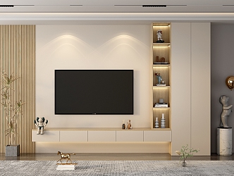 Modern TV background wall Simple TV cabinet background wall 3d model