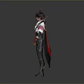 Fantasy Character Design Featuring Red Horns Black Gold Outfit Red Gloves And Boots