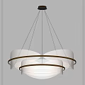 Modern Elegant Chandelier With White Layered Shade And Brass Circular Metal Frame Design